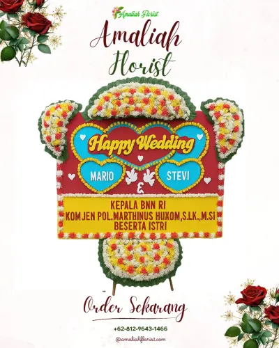 Karangan Papan Bunga Pernikahan di Maccini Parang